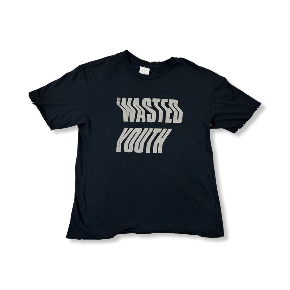 ALCHEMIST " Wasted Youth " Distressed Print T Shirt in Vintage Black.